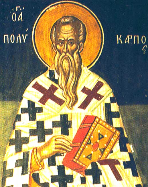 Depiction of Hieromartyr Polycarp, Bishop of Smyrna